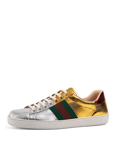 gucci snake diamond sneakers|Gucci ace metallic snakeskin sneakers.